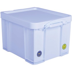 Really Useful Box boîte de rangement 35 litre, blanc néon avec poignées blanches