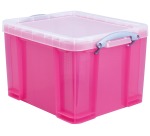 Really Useful Box boîte de rangemen 35 litres, transparent, rose vif