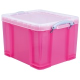 <strong>Really Useful Box</strong> Aufbewahrungsbox 35 Liter, transparent, leuchtend rosa