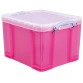 Really Useful Box boîte de rangemen 35 litres, transparent, rose vif