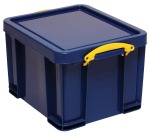 Really Useful Box boîte de rangement 35 litre, bleu foncé avec poignées jaunes