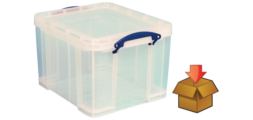 Really Useful Box 35 l, transparent, individually packed in cardboard