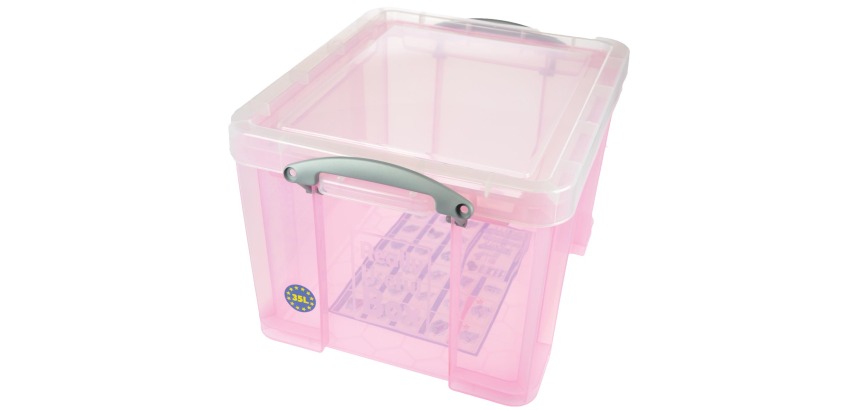 Really Useful Box storage box 35 liters, transparent pink
