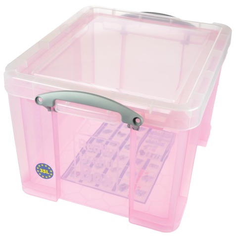 Really Useful Box boîte de rangemen 35 litres, rose transparent