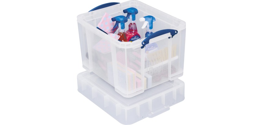 Really Useful Box boîte de rangement 35 l, couvercle XL, transparent