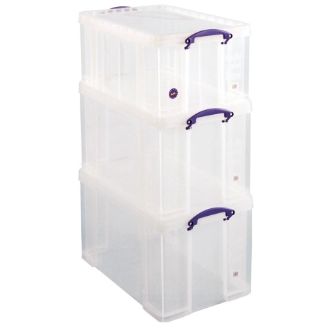 Really Useful Box, pacquet: 2 X 84 liter + 1 X 64 litres transparent