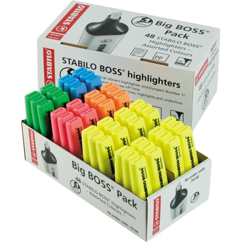 STABILO BOSS ORIGINAL surligneur, paquet de 48 pièces en couleurs assorties