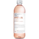 Vitamin Well vitaminewater Rhubarb & Strawberry, flesje van 0,5 L, pak van 12