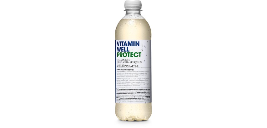 Vitamin Well vitaminisiertes Wasser Protect (Mango & Ananas), 0,5 L Flasche, 12er Pack