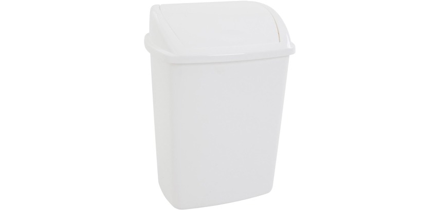 Swing-lid trash can, 26 l, white
