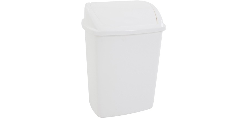 Swing-lid trash can, 26 l, white