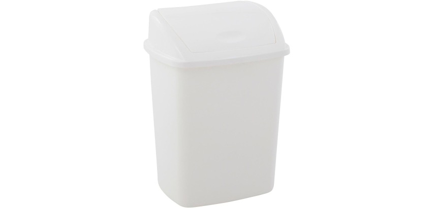 Poubelle avec couvercle sing, 15 l, blanc