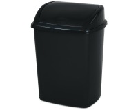 Plastic bin 26 liters with swinging lid, black