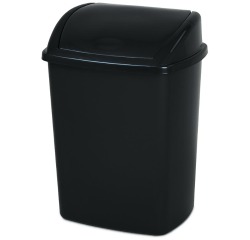 Plastic afvalbak 26 liter met kanteldeksel, zwart