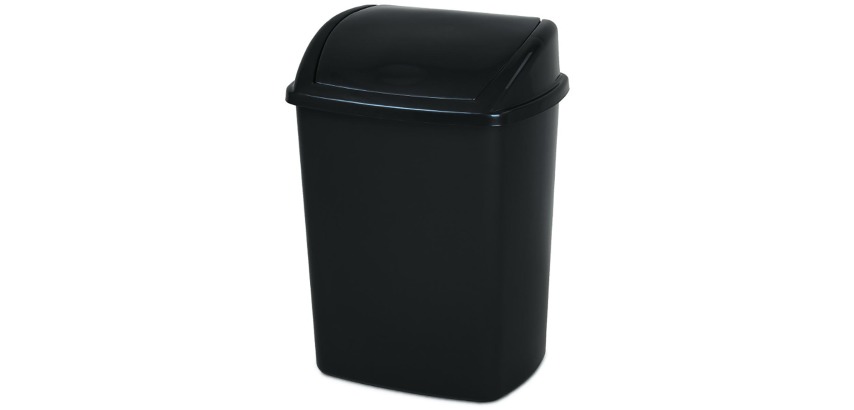 Poubelle plastique 26 litres à couvercle basculant, noir