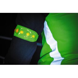 Wowow lichtband geel, met 5 rode leds, met velcrosluiting, met batterij