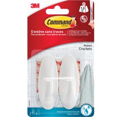 Haak Command kunststof ovaal wit incl bevestigingsstrip