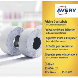 Avery YPLP1226 etiketten voor prijstang permanent, ft 12 x 26 mm, 15 000 etiketten, geel