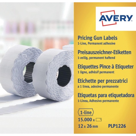 Avery YPLP1226 étiquettes pour étiqueteuse permanent, ft 12 x 26 mm, 15 000 étiquettes, jaune