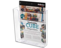 Porte-brochures, dos plat, A4 portrait, transparent