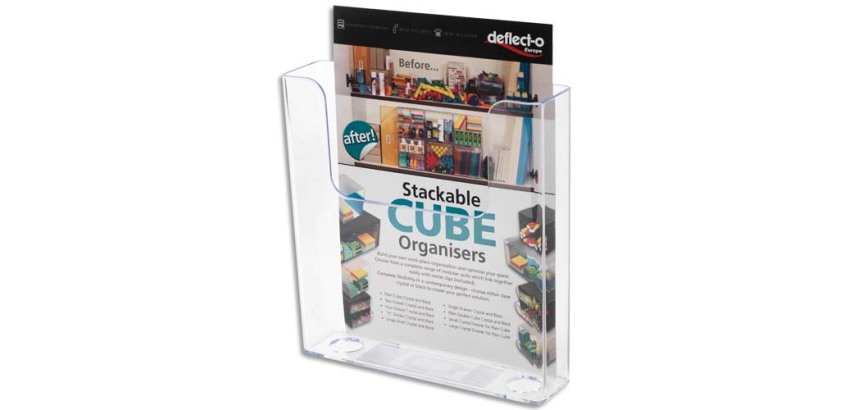 Porte-brochures, dos plat, A4 portrait, transparent