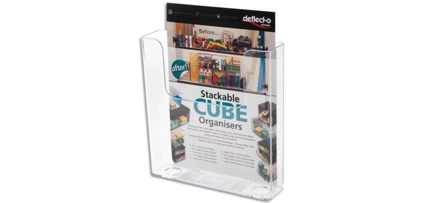 Porte-brochures, dos plat, A4 portrait, transparent