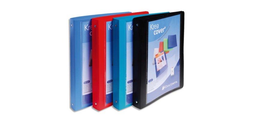 Classeur 4 anneaux plastifié Exacompta Kreacover® personnalisable A4 maxi - Dos 4 cm couleurs assorties