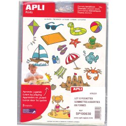 Lot de 36 feuilles de gommettes, 12 thèmes assortis