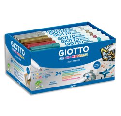 Classpack feutres decor metal giotto multi supports pointe  bloquee 24 unites coloris     assortis metallises