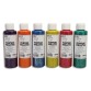 Lot de 6 flacons 250ml gouache. Assortis pailleté : Bordeaux, Vert, Violet, Bleu, Jaune, Orange