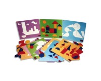 Carte logicolor recto verso 100 pièces formes géométriques coloris vifs rouge vert jaune bleu lot 9 unités