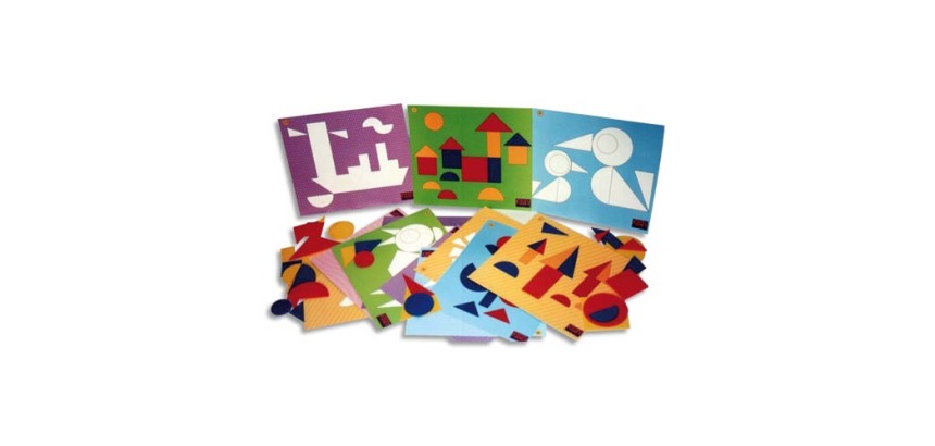 Jeu Logicolor formes géométriques, 9 cartes et + de 100 pièces couleurs et formes assorties