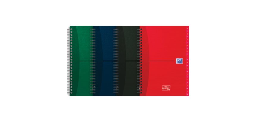 Répertoire téléphonique Oxford office Essentials A5 réglure spécifique 144 pages reliure spirale couverture carte rigide coloris assortis