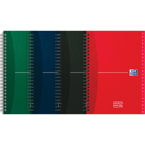 Répertoire téléphonique Oxford office essentials a5 réglure spécifique 144 pages reliure spirale couverture carte rigide coloris assortis