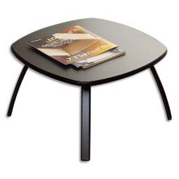 Table basse carrée Noire en bois, plateau Gris anthracite et piètement époxy aluminium