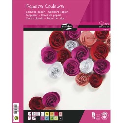 PAPIER COULEUR RECYCLÉ, Bloc de 30 feuilles 120g/m2 au format 29,7x42cm - Assortiment