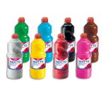 Gouache liquide giotto prête à l'emploi pigments riches couvrante crémeuse coloris assortis boîte 8 flacons 1000ml