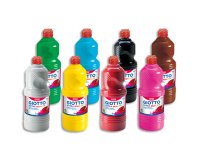 Gouache liquide giotto prête à l'emploi pigments riches couvrante crémeuse coloris assortis boîte 8 flacons 1000ml