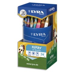 Crayon couleur lyra ferby triangulaire 120mm extrémité fermée usage économe mine 6.25mm diamètre étui carton 36 unités