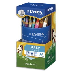 Crayon couleur lyra ferby triangulaire 120mm extrémité fermée usage économe mine 6.25mm diamètre étui carton 36 unités