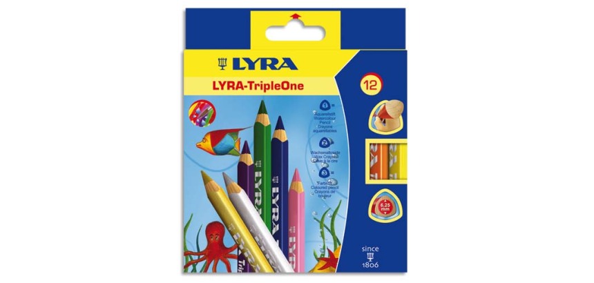 Etui de 12 crayons de couleur Triple One couleurs assorties