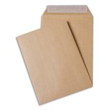 Boîte de 500 pochettes kraft armé auto-adhésives 120g sans soufflet format 162x229mm C5