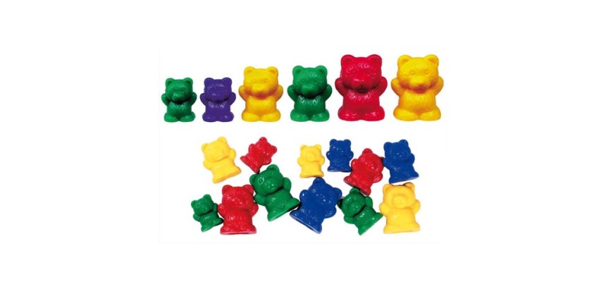 Lot de 96 oursons à trier 3 tailles 4 couleurs livré dans un seau de rangement