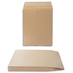 Boîte de 125 pochettes kraft armé auto-adhésives 120g 2 soufflets format 260x330mm 24