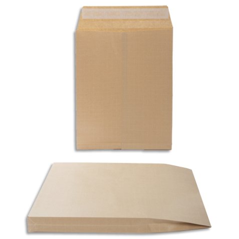 Boîte de 125 pochettes kraft armé auto-adhésives 120g 2 soufflets format 260x330mm 24