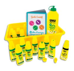 Colle uhu twist&glue extra forte transparente multi-matériaux coffret scolaire 12 flacons pleins+1 recharge