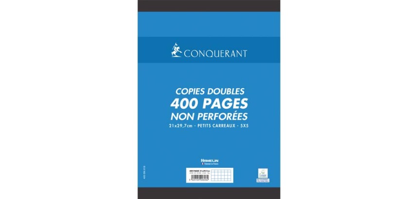 CONQUERANT SEPT Copies doubles, A4, quadrillé, sans marge