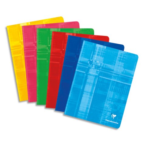 Cahier piqué 17x22cm 48 pages grands carreaux - Assortis