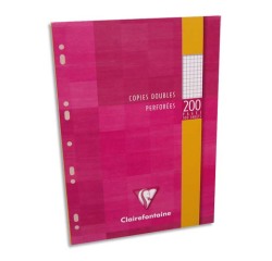 Copies doubles sous étui A4 200 pagesperforées petits carreaux