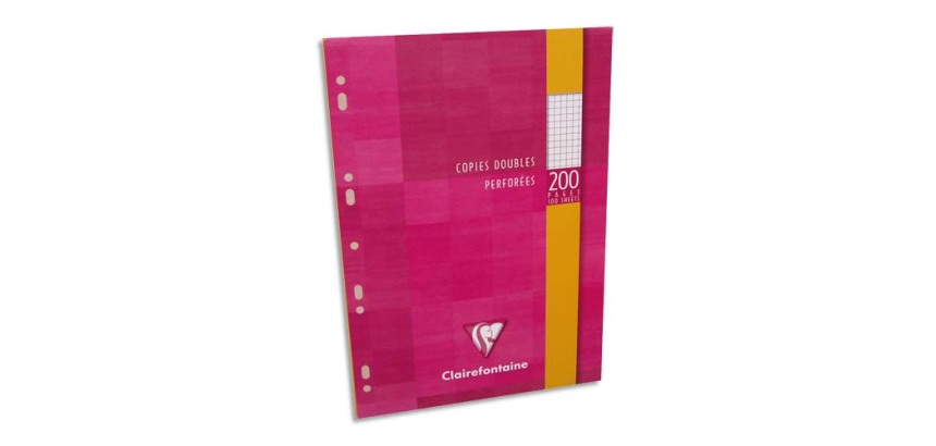 Copies doubles sous étui A4 200 pagesperforées petits carreaux